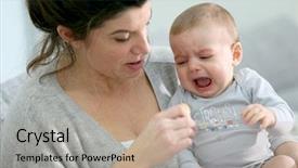  Presentation with crying baby - PPT layouts consisting of baby boy crying to have background and a coral colored foreground