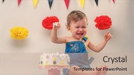  Presentation with baby crying - Beautiful slides featuring baby boy crying while eating backdrop and a soft green colored foreground