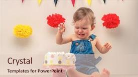  Presentation with birthday boy - Cool new theme with his birthday party cake smash backdrop and a lemonade colored foreground