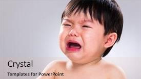  Presentation with baby crying - Beautiful presentation design featuring baby boy crying backdrop and a lemonade colored foreground