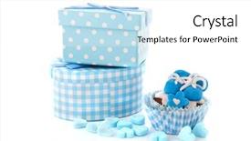  Presentation with cupcake - Slides enhanced with baby boy cupcake and presents background and a  colored foreground