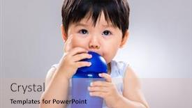  Presentation with baby bottle - Beautiful presentation design featuring baby boy drinking with water bottle backdrop and a lemonade colored foreground