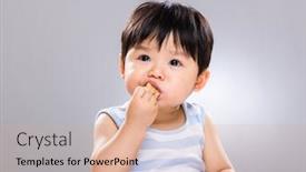  Presentation with biscuit - Beautiful slide deck featuring baby-boy-eating-biscuit backdrop and a coral colored foreground