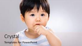  Presentation with cookie - Colorful PPT theme enhanced with baby boy eating cookie backdrop and a lemonade colored foreground