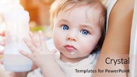  Presentation with baby food - Audience pleasing presentation theme consisting of baby boy food eyes backdrop and a coral colored foreground