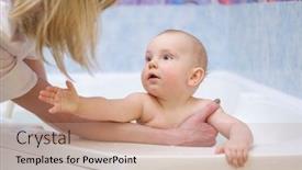  Presentation with aquatic - Slide deck having baby-boy-getting-an-aquatic background and a coral colored foreground