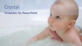  Presentation with aquatic - Slides enhanced with baby-boy-getting-an-aquatic background and a sky blue colored foreground