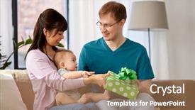  Presentation with happy birthday baby - Presentation design with baby boy giving birthday background and a coral colored foreground