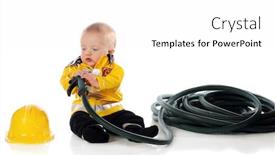  Presentation with baby - PPT layouts with baby-boy-in-a-fireman background and a white colored foreground