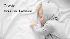  Presentation with sleeping baby - Presentation design consisting of baby boy in grey pajama background and a white colored foreground