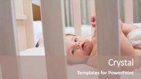  Presentation with baby congratulation boy blue - PPT layouts consisting of baby boy lying in crib background and a  colored foreground