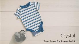  Presentation with newborn baby - Presentation design enhanced with baby-boy-outfit-newborn-onesie background and a lemonade colored foreground
