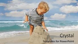  Presentation with baby - Slides enhanced with baby boy playing on beach background and a mint green colored foreground