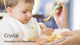  Presentation with baby food - Presentation design enhanced with baby boy playing with food background and a lemonade colored foreground
