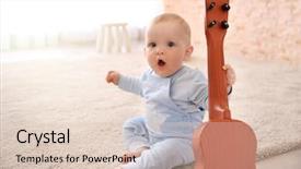 Presentation with baby toy - Slides having baby boy playing with toy background and a lemonade colored foreground