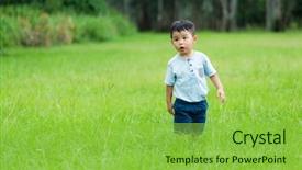  Presentation with 2nd birthday for baby boy - Colorful PPT theme enhanced with baby boy running at park backdrop and a  colored foreground