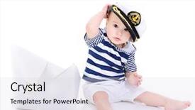  Presentation with baby sitting - PPT theme enhanced with baby boy sitting in captain background and a sky blue colored foreground