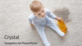  Presentation with baby sitting - Slide deck consisting of baby boy sitting on carpet background and a light gray colored foreground