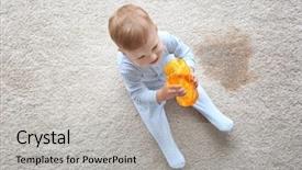  Presentation with baby sitting - Slide deck consisting of baby boy sitting on carpet background and a light gray colored foreground