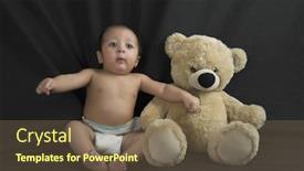  Presentation with baby bear - PPT theme consisting of sitting with a teddy bear background and a tawny brown colored foreground