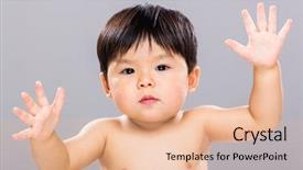  Presentation with baby - Presentation theme having baby boy two hand raised background and a lemonade colored foreground