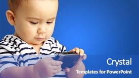  Presentation with baby congratulation boy blue - Colorful slides enhanced with baby boy using cell phone backdrop and a teal colored foreground