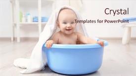  Presentation with baby bath - PPT theme consisting of baby boy washing in bath background and a lemonade colored foreground