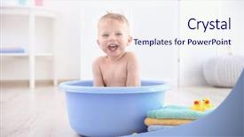  Presentation with baby bath - Cool new PPT layouts with baby boy washing in bath backdrop and a sky blue colored foreground