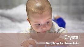  Presentation with movie - Slide deck with baby boy watching movie background and a coral colored foreground