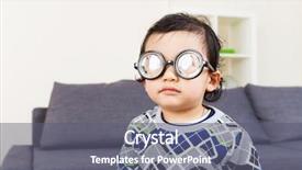  Presentation with thick glasses - Beautiful PPT theme featuring baby boy wear thick glasses backdrop and a gray colored foreground