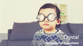  Presentation with thick glasses - PPT theme consisting of baby boy wear thick glasses background and a gray colored foreground