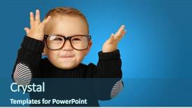  Presentation with baby congratulation boy blue - Theme featuring baby boy wearing eye glasses background and a ocean colored foreground
