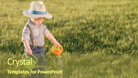  Presentation with one child back ground - Amazing PPT theme having baby boy wearing straw hat backdrop and a  colored foreground