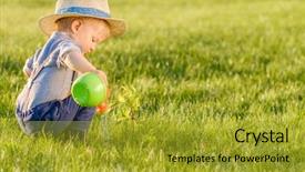  Presentation with rural - Audience pleasing PPT layouts consisting of baby boy wearing straw hat backdrop and a gold colored foreground