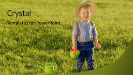  Presentation with one child back ground - Colorful PPT layouts enhanced with baby boy wearing straw hat backdrop and a  colored foreground