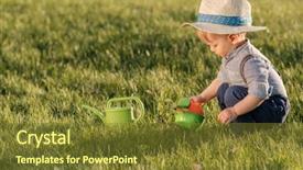 Presentation with rural - Colorful PPT theme enhanced with baby boy wearing straw hat backdrop and a  colored foreground
