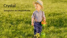  Presentation with rural - Presentation design consisting of baby boy wearing straw hat background and a  colored foreground