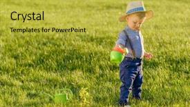  Presentation with one child back ground - Cool new PPT layouts with baby boy wearing straw hat backdrop and a  colored foreground