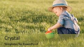  Presentation with one child back ground - Cool new slides with baby boy wearing straw hat backdrop and a gold colored foreground