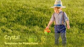  Presentation with rural - Presentation design with baby boy wearing straw hat background and a tawny brown colored foreground