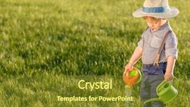  Presentation with rural - Slide deck having baby boy wearing straw hat background and a tawny brown colored foreground