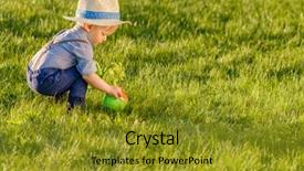  Presentation with one child back ground - Colorful PPT theme enhanced with baby boy wearing straw hat backdrop and a gold colored foreground