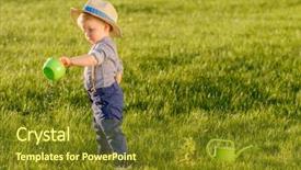  Presentation with one child back ground - Slides enhanced with baby boy wearing straw hat background and a tawny brown colored foreground