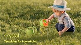  Presentation with rural - PPT theme with baby boy wearing straw hat background and a  colored foreground