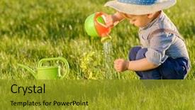  Presentation with one child back ground - Beautiful theme featuring baby boy wearing straw hat backdrop and a gold colored foreground
