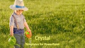  Presentation with rural - PPT theme enhanced with baby boy wearing straw hat background and a tawny brown colored foreground