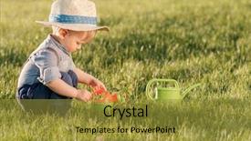  Presentation with rural - Presentation design consisting of baby boy wearing straw hat background and a  colored foreground