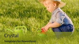  Presentation with rural - Beautiful PPT theme featuring baby boy wearing straw hat backdrop and a  colored foreground