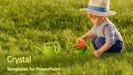  Presentation with child brain baby brain - Colorful PPT theme enhanced with baby boy wearing straw hat backdrop and a tawny brown colored foreground