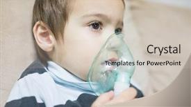  Presentation with face mask - PPT theme featuring baby boy with asthma problems background and a soft green colored foreground